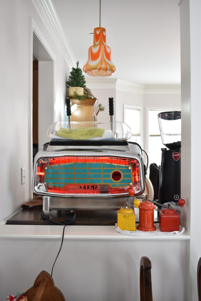 Rear side of a 2 group Faema President Vintage Espresso Machine 